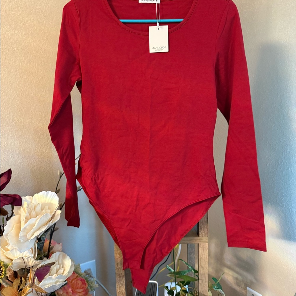 Mango Red Long Sleeve Bodysuit